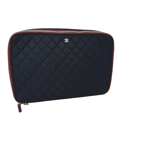 Chanel Quilted Nylon Laptop Case Black Burgundy Limited Edition 2012 - Picture 2 of 11